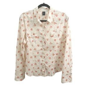 GAP Floral Collared Button Down Blouse Size L
